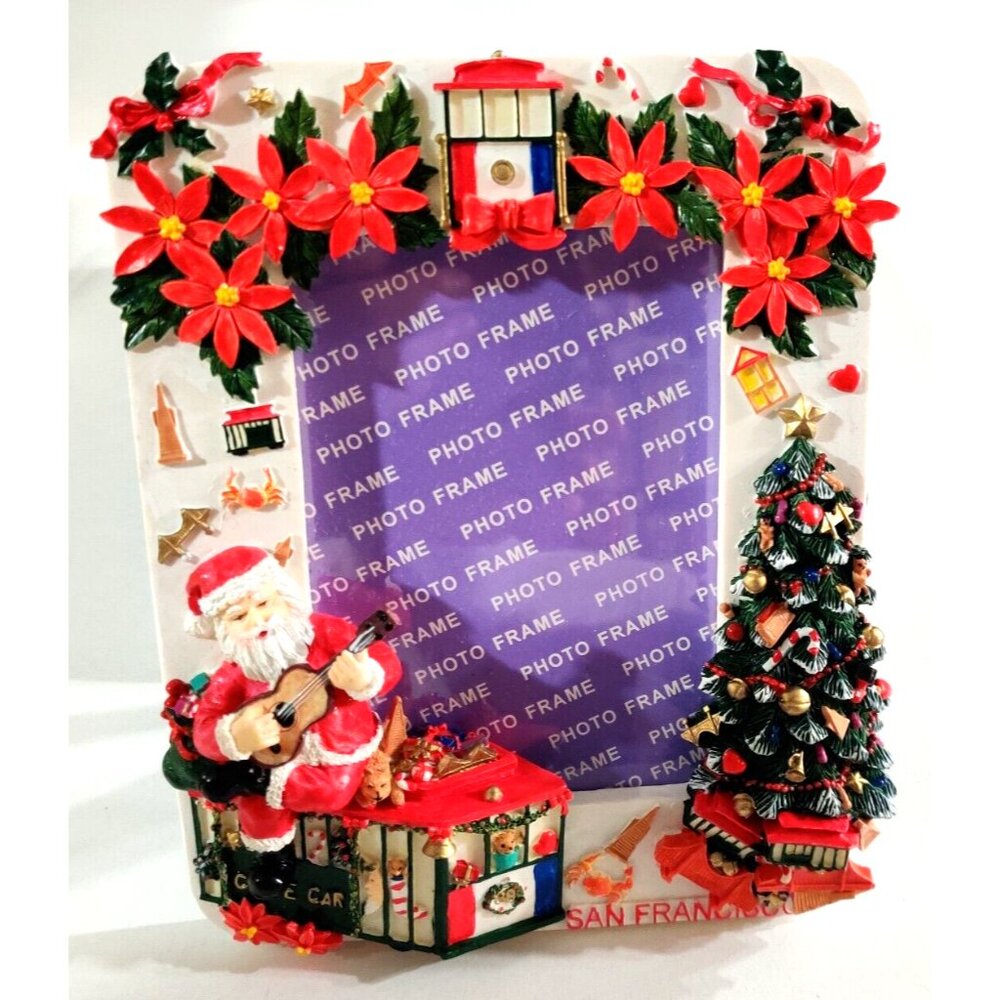 VTG SNCO Collectible San Francisco Picture Frame Christmas Tree Santa Cable Car
